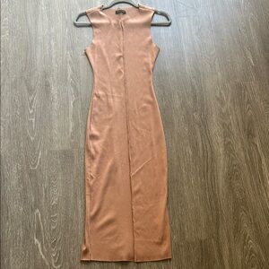 Naked Wardrobe Tan Sculpt Midi Dress
